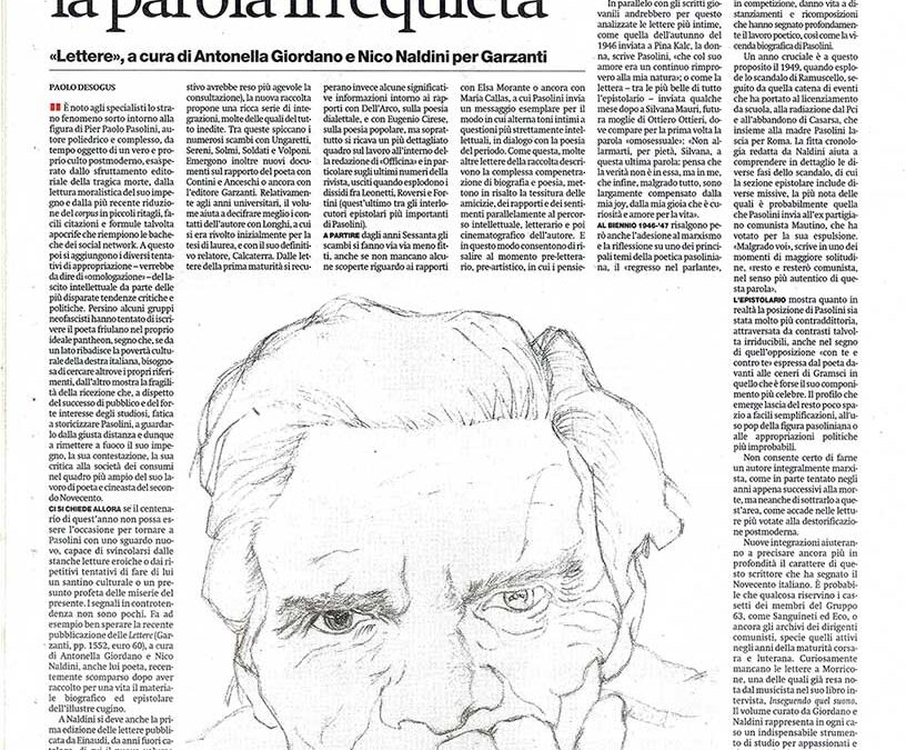 Pubblicato oggi inedito di Pier Paolo Posolini